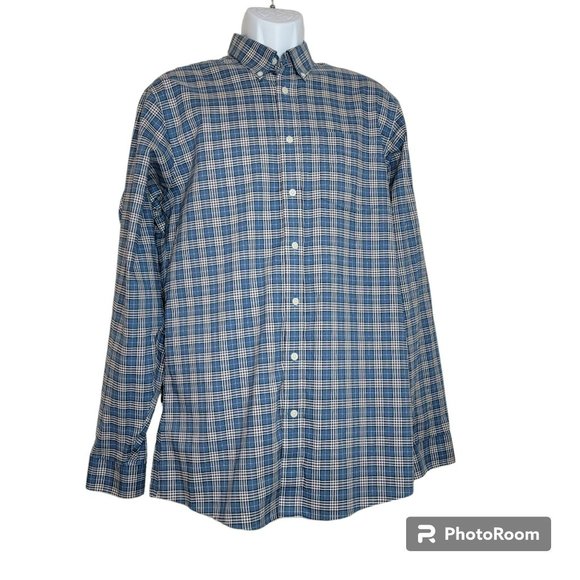Eddie Bauer Shirt, Men TM Relaxed Fit, Blue,White & Red Check, , Cotton, EUC - Picture 3 of 11